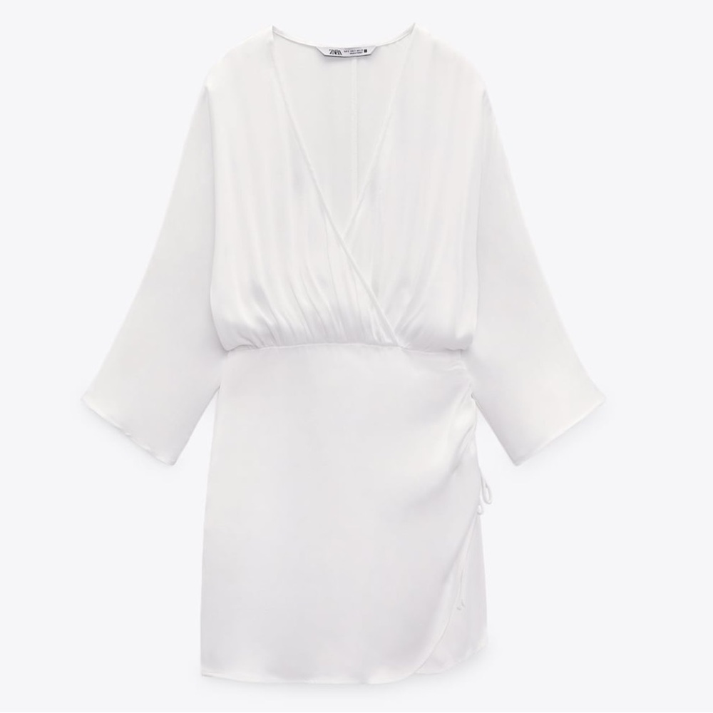 Zara RUCHED SATIN EFFECT DRESS size XS